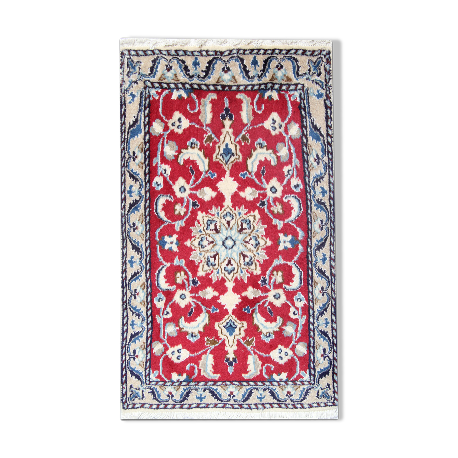 Handmade antique persian nain rug 56x95cm