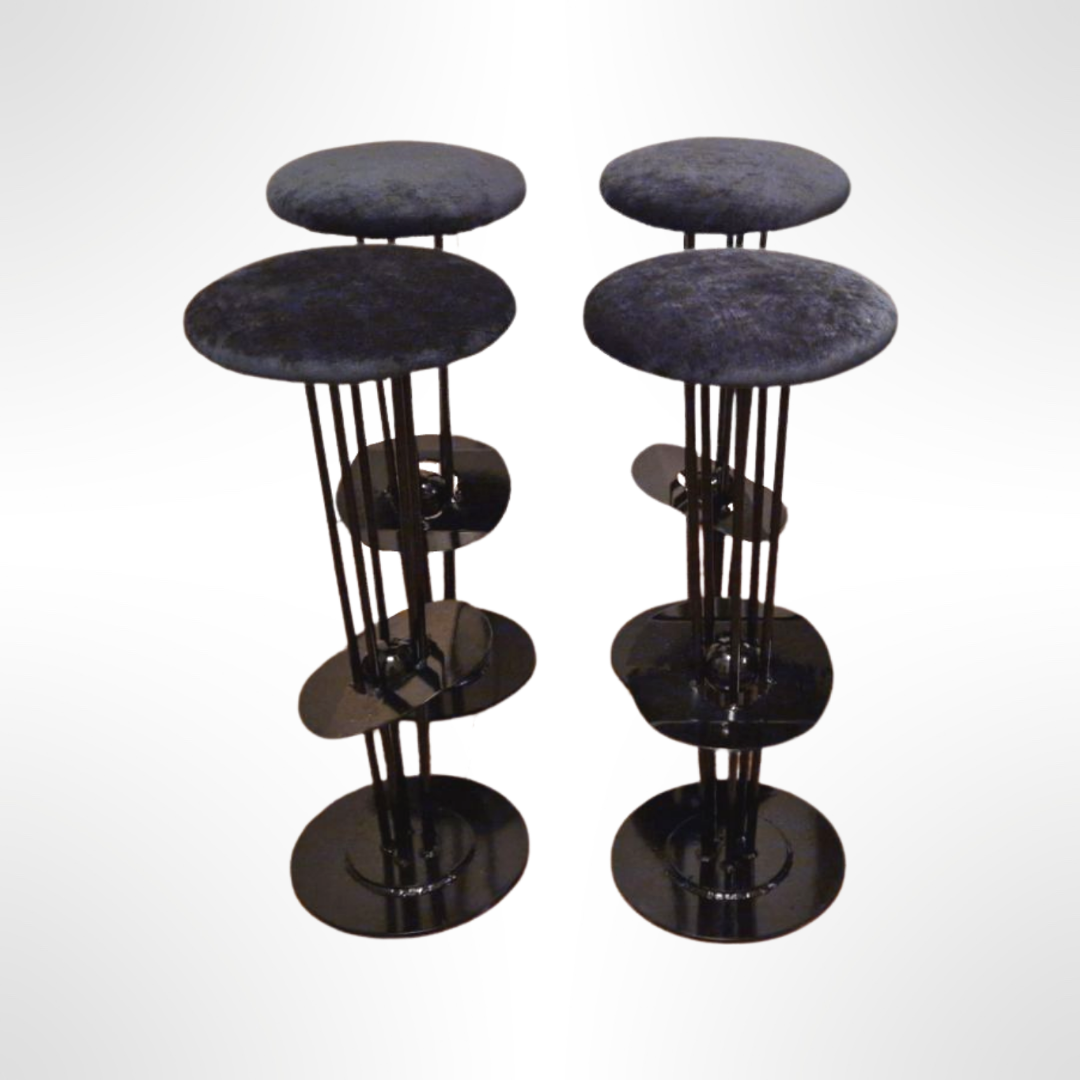Metal post modern bar stools set of 4, Belgium 1980s