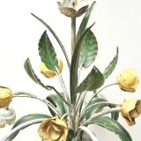 Floral chandelier with yellow flowers and green leaves, 90s