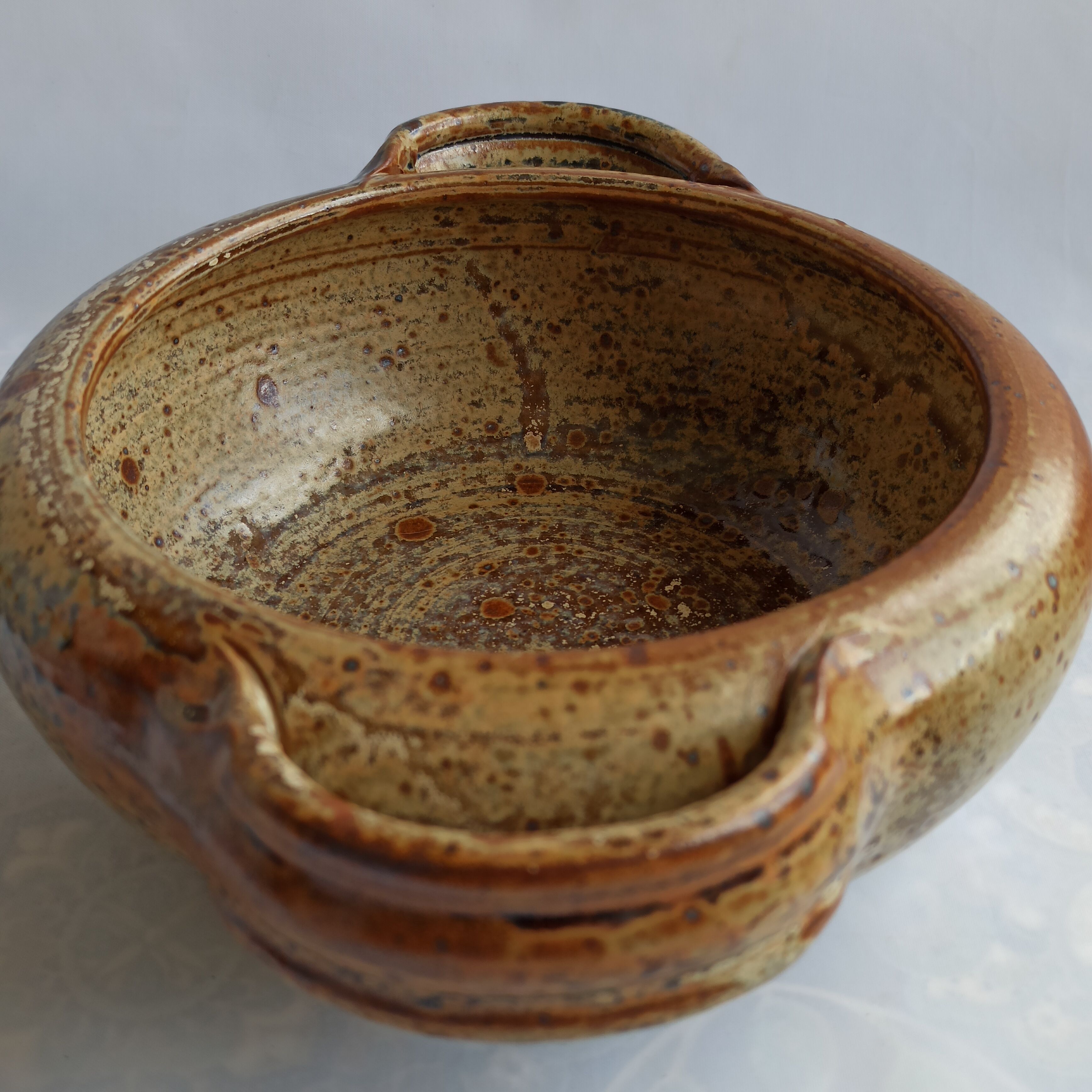 La Borne pyrity sandstone dish signed by JP