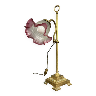 Lampe de bureau a système époque 1880 en bronze doré
