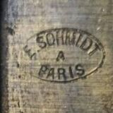 Empire style chest of drawers in lacquer, bronze and marble. Nineteenth century.