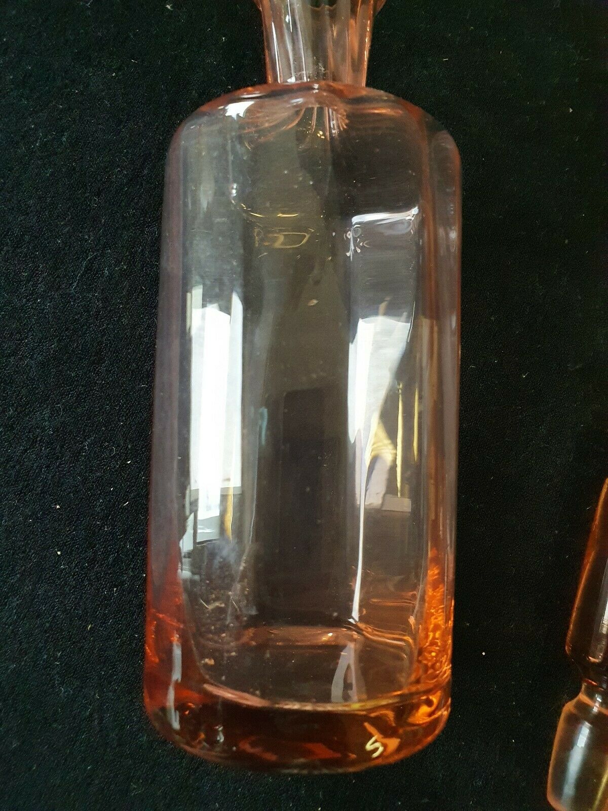 Vintage salmon pink mold glass carafe