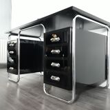 Black lacquered desktop Petr Vichr for Konova Bauhaus Ttchecoslovaque 1930 s