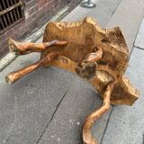 Brutalist coffee table in solid olive tree, period around 1960