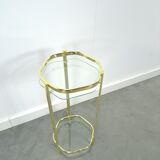 Table en laiton avec plateau en verre
