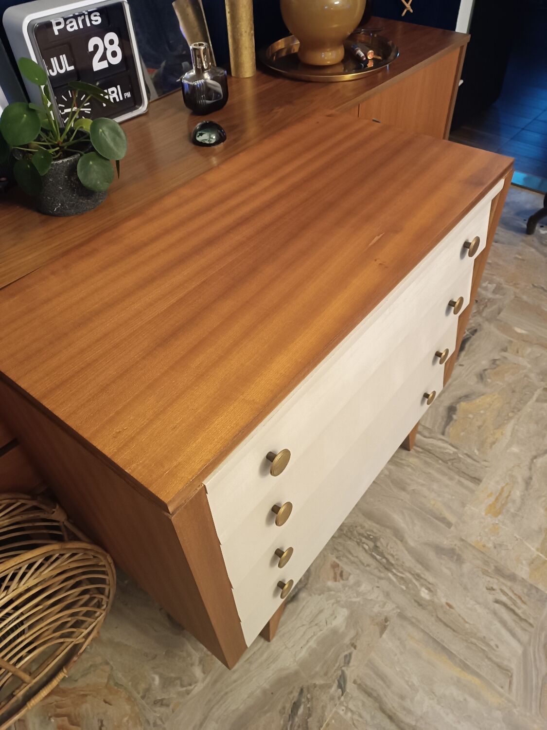 Vintage chest of drawers compass feet