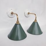 Swan neck enamelled sheet metal wall lights