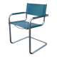 Fauteuil cantilever en métal chromé et cuir vert