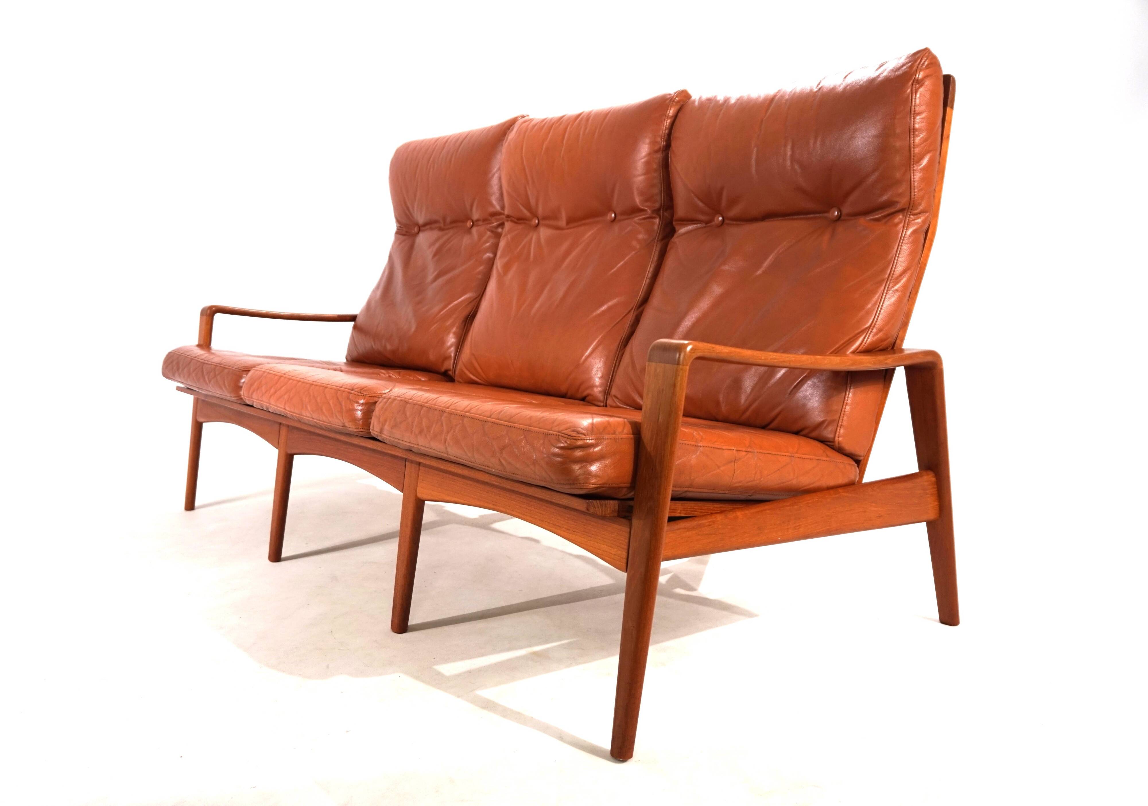 Canapé 3 places Komfort en cuir par Arne Wahl Iversen, 1960