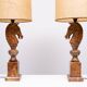 Grande lampe à tête de cheval en albâtre sculpté, Italie, années 1960, lot de 2