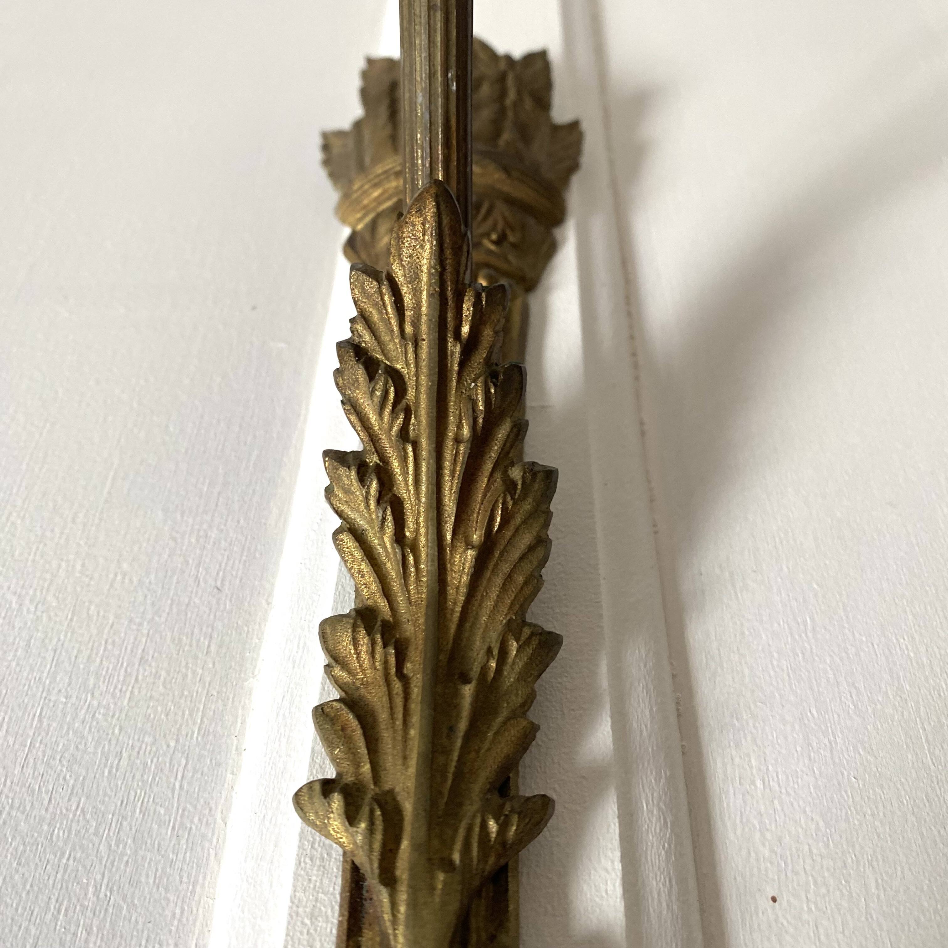 Antique bronze and glass tulip wall lamp