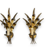 Pair of gilded metal wheat cob sonces