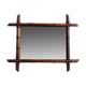 Turned wooden mirror in imitation of bamboo, mid-century, 50 cm x 60 cm