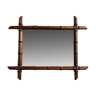 Miroir en bois tourné à l'imitation du bambou, mid-century, 50 cm x 60 cm