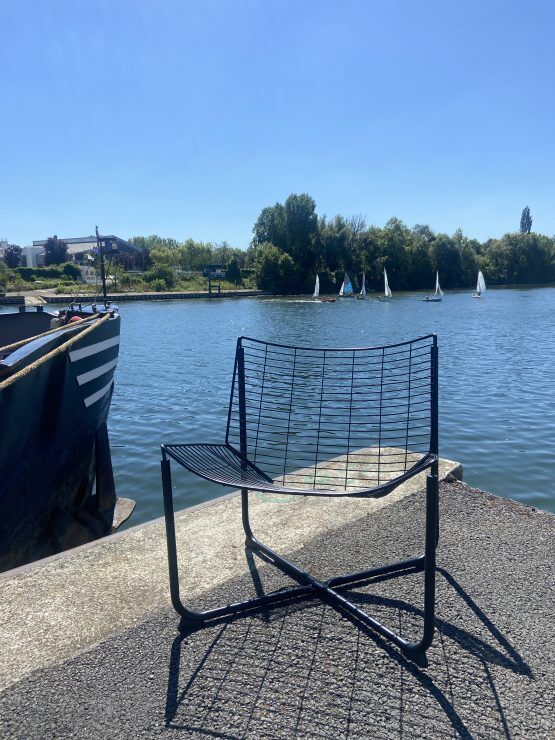 Black räane armchair by niels gammelgaard for ikea