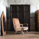Velvet and wood armchair