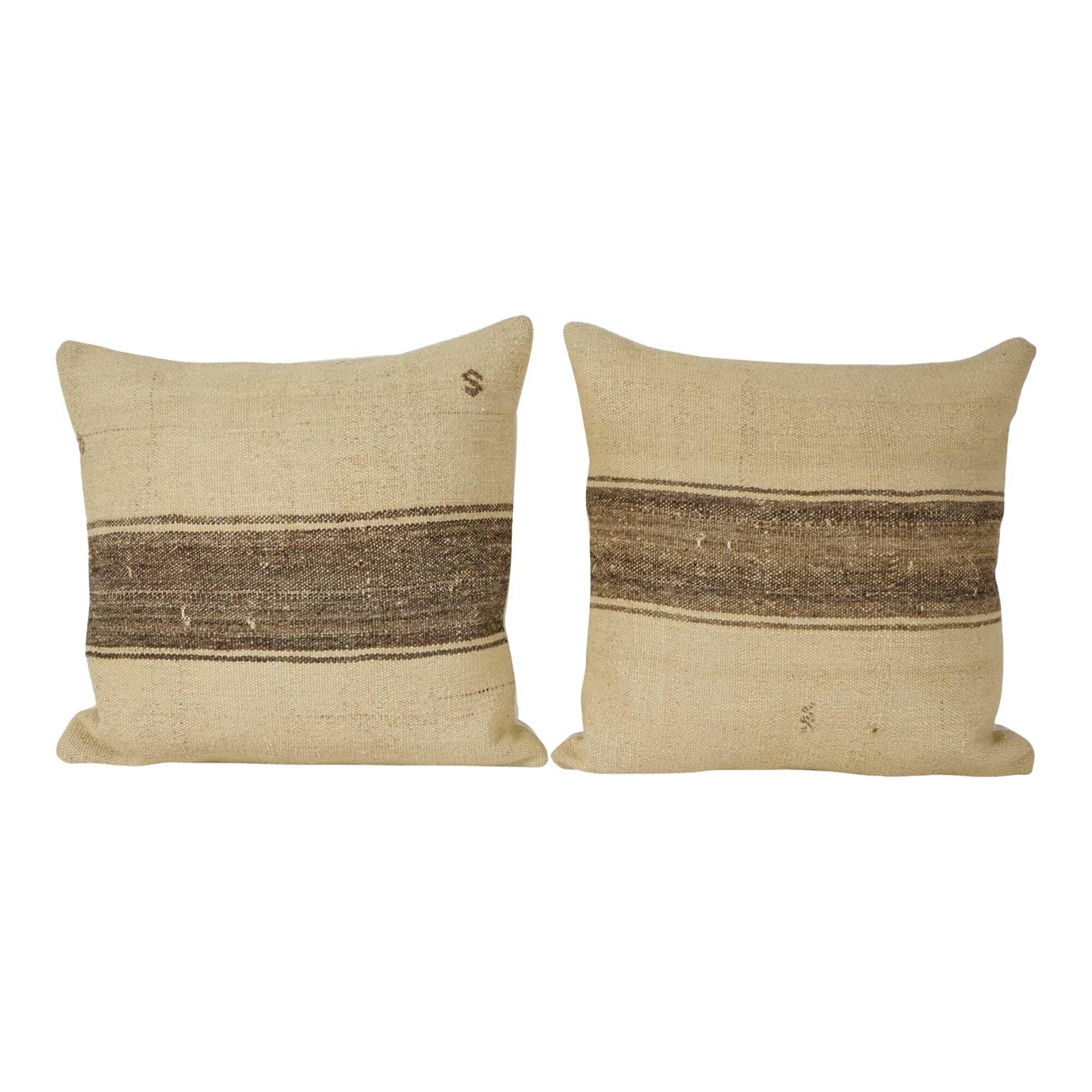 Set of 2 vintage kilim cushion covers 58x58 cm