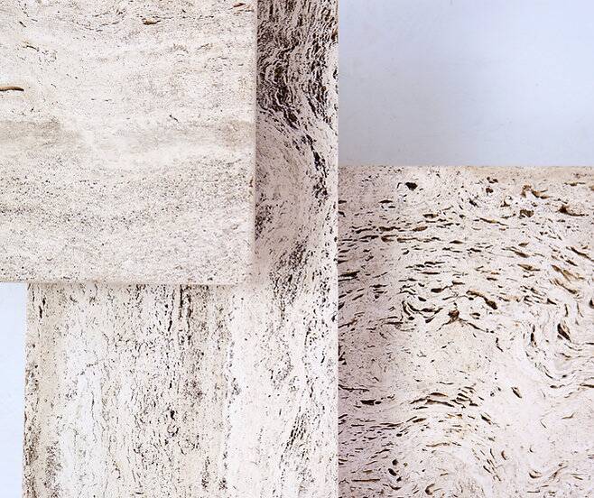 Glass and Travertine Coffee Table, Willy Ballez, 1970s