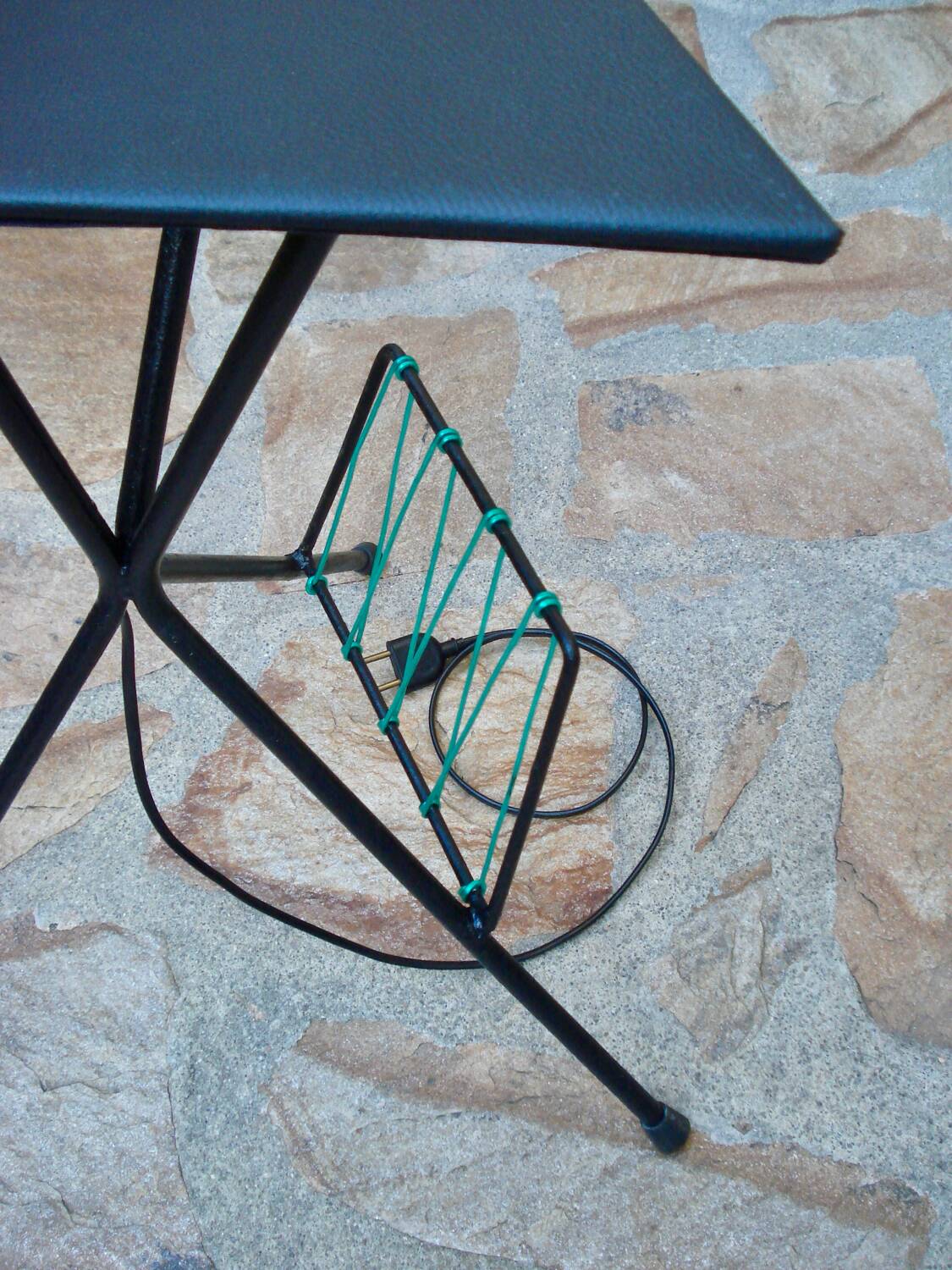 VINTAGE FLOOR LAMP 1960 PURPLE AND GREEN LAMPSHADE