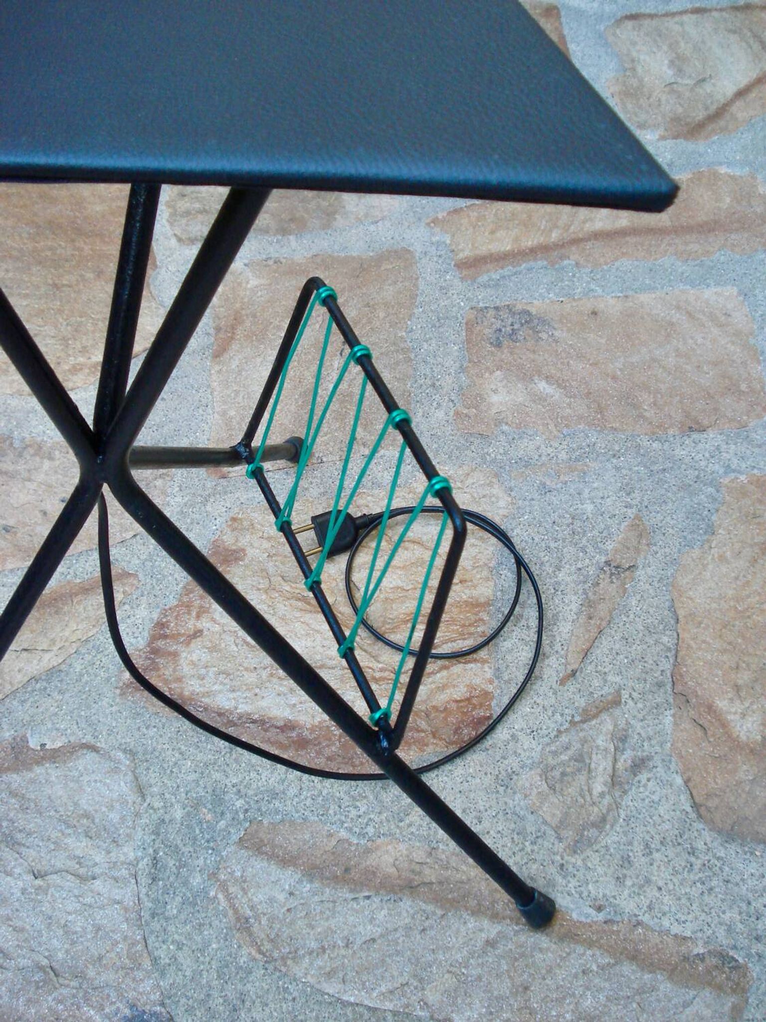 VINTAGE FLOOR LAMP 1960 PURPLE AND GREEN LAMPSHADE