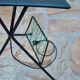 VINTAGE FLOOR LAMP 1960 PURPLE AND GREEN LAMPSHADE