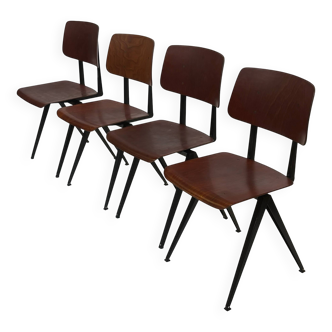 Set of 4 vintage school chairs Galvanitas S16 Netherlands Design