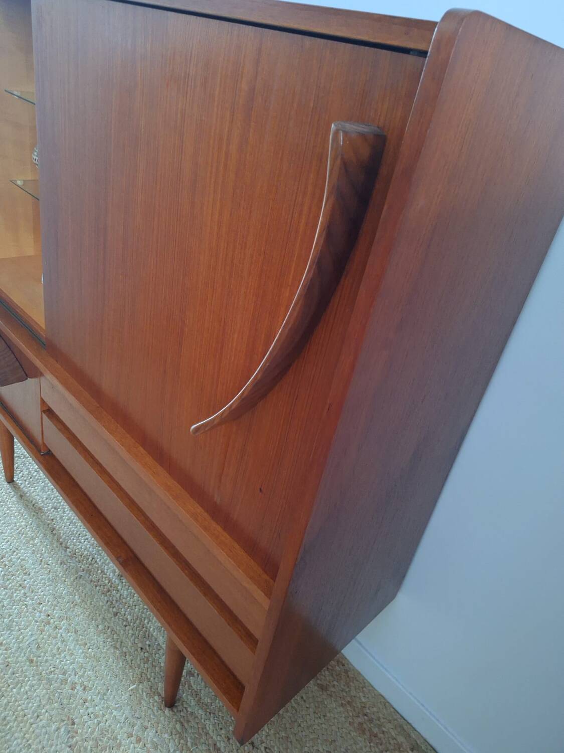 Vintage Scandinavian teak sideboard, buffet furniture.
