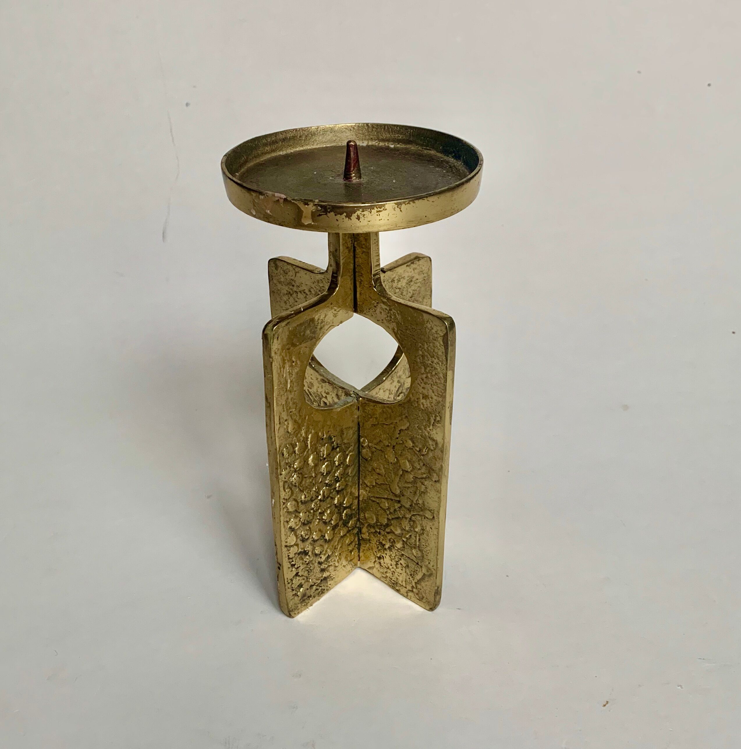 Brutalist bronze candleholder, 1970s