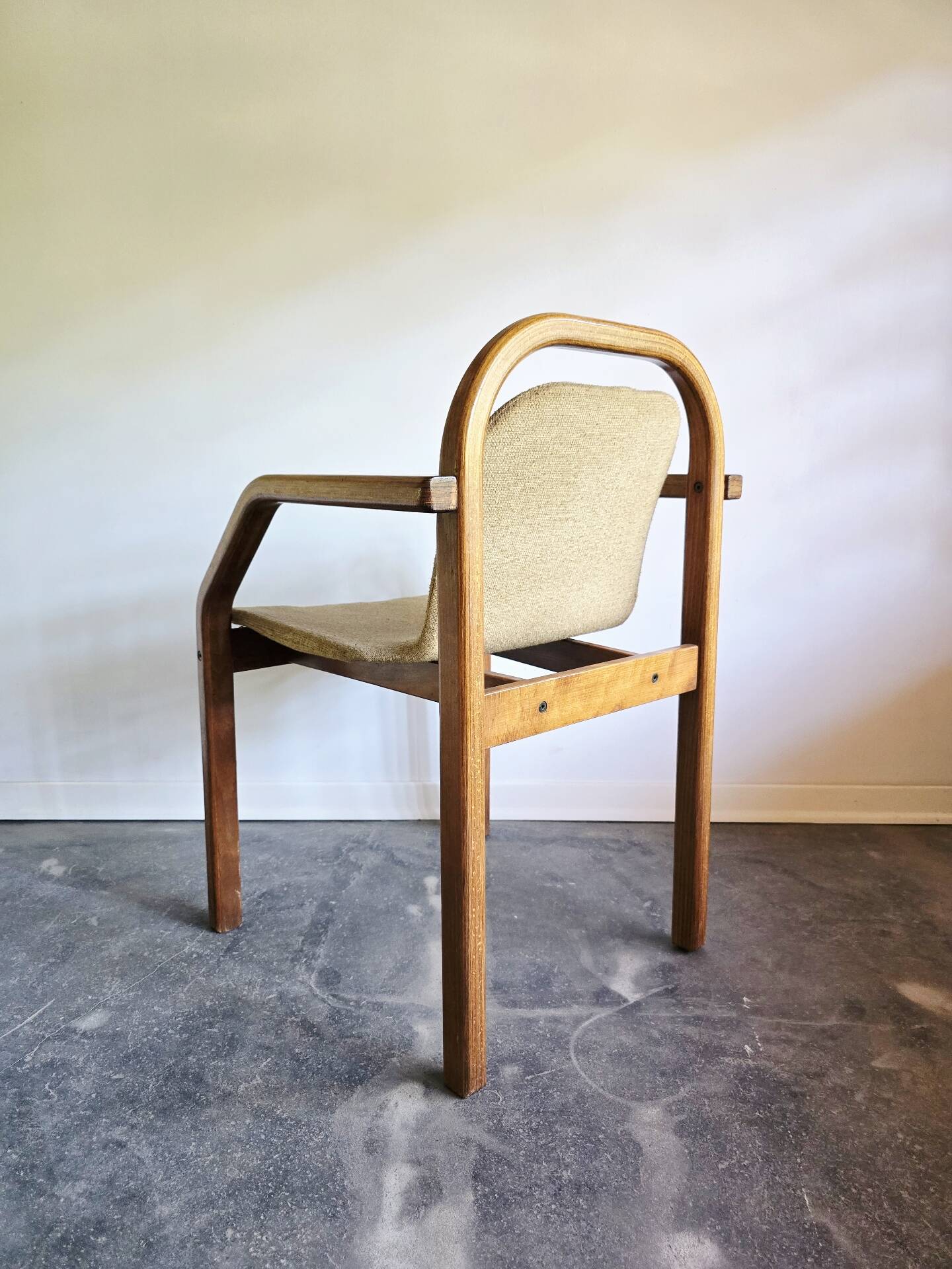 Bentwood armchair from the 1980s, upholstered, Scandinavian style, for dining room or office.