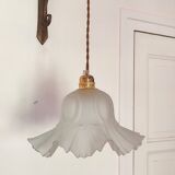 Pendant light with old glass tulip