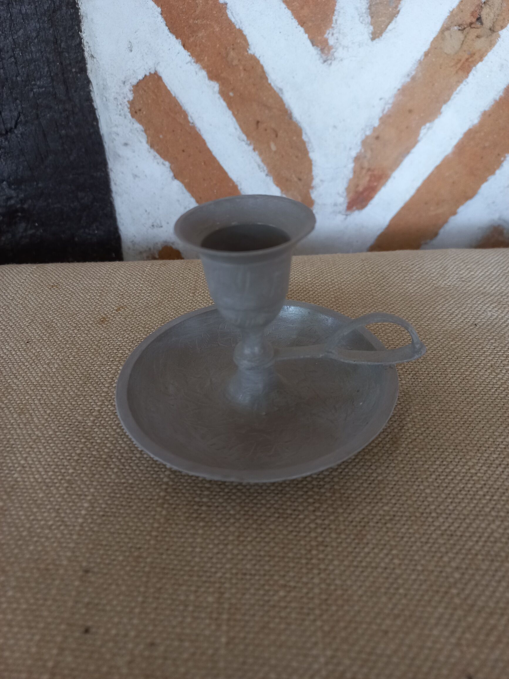 Candle holder chandelier cellar rat patinated linen