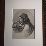 Old orientalist engraving - Gustav Richter - Late 19th century