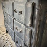 Solid wood crossbow chest of drawers
