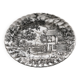 Myott Staffordshire The Hunter black English oval dish.