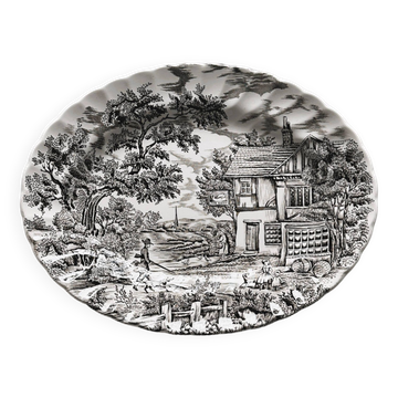 Myott Staffordshire The Hunter black English oval dish.