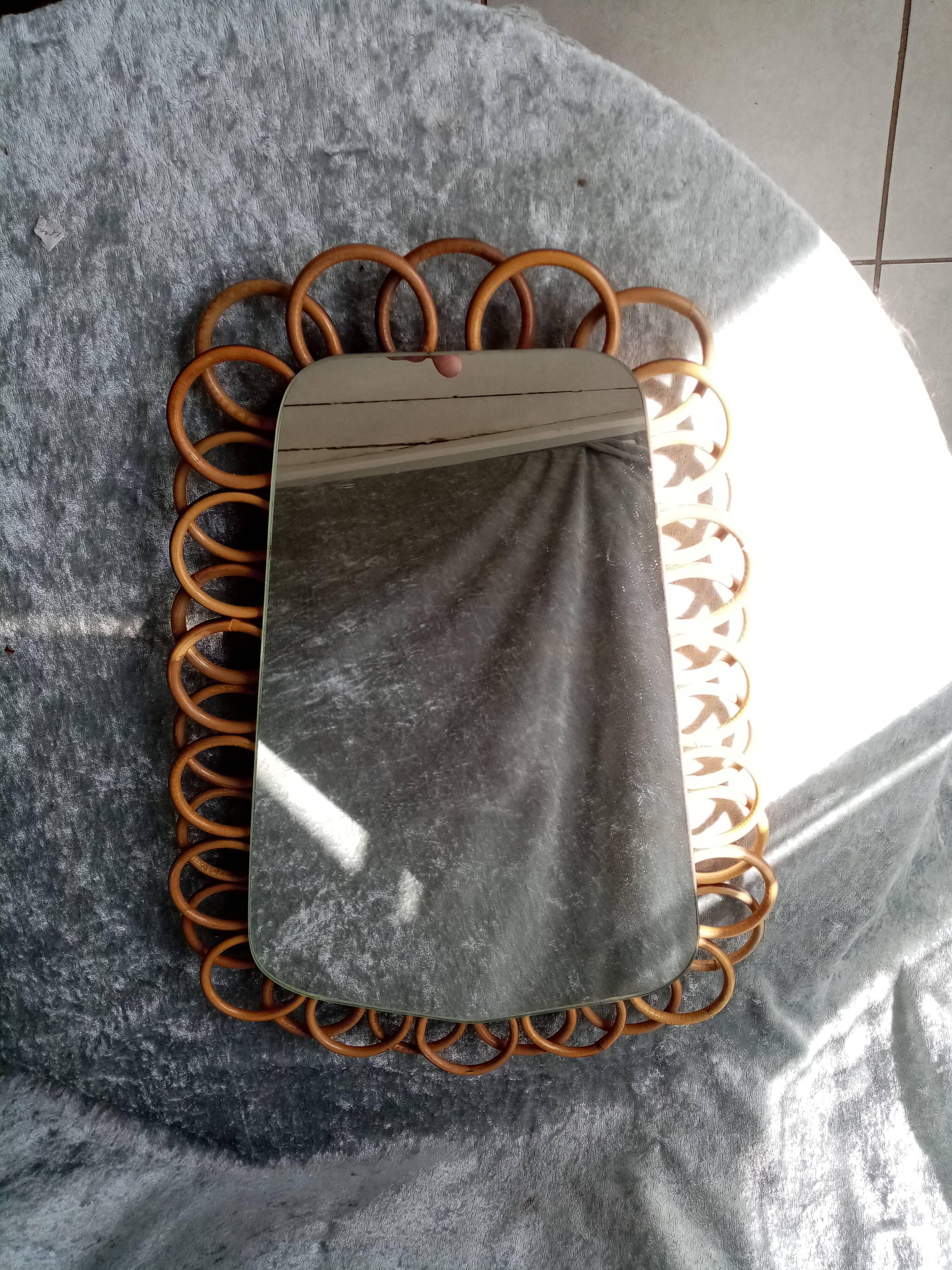 Vintage rattan mirror 1950-70