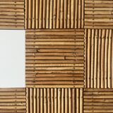 Large Audoux style coffee table in bamboo, rattan & ceramic, France 60