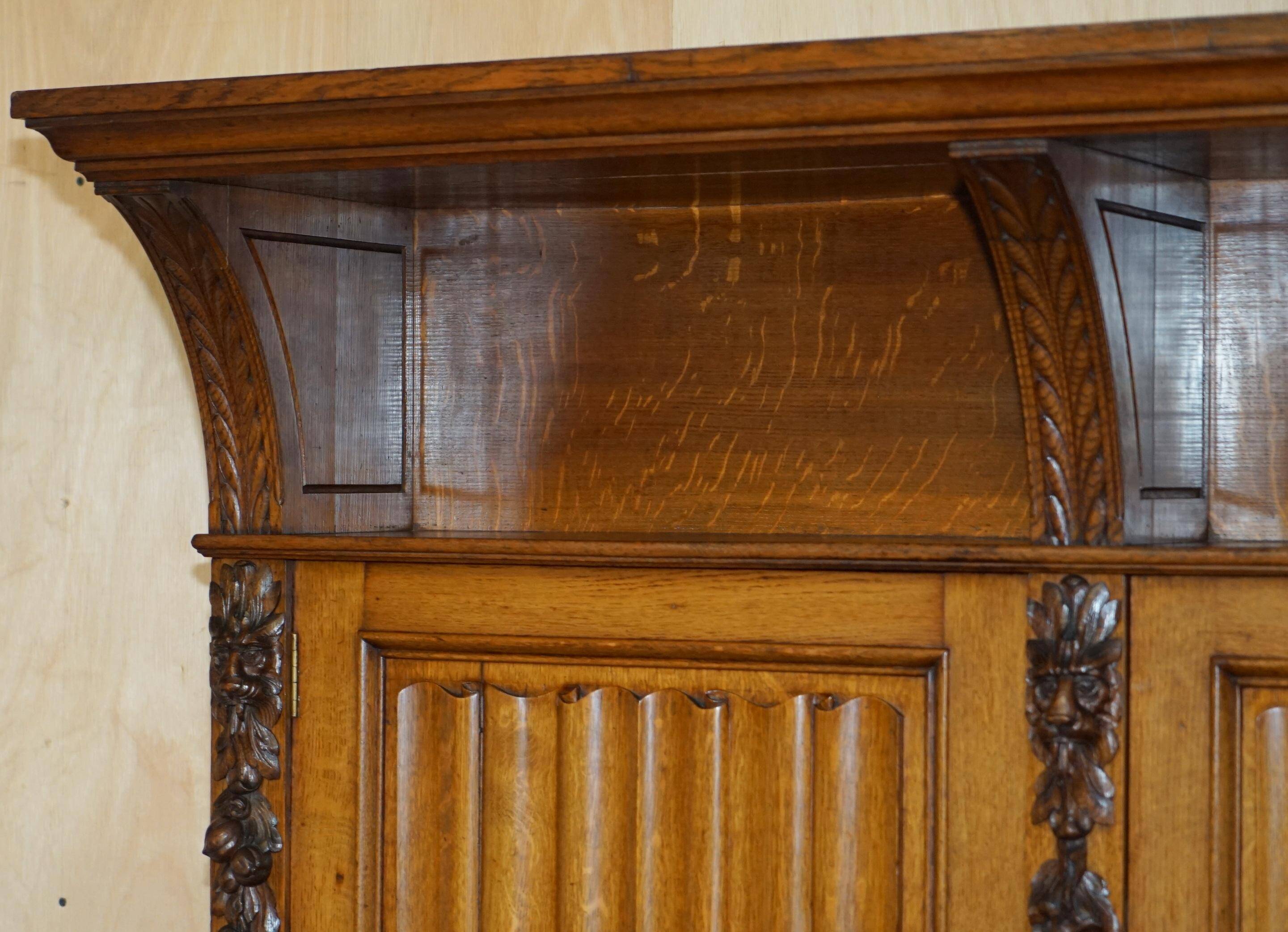 Victorian Antique Bacon Bench in Carved Walnut by Hampton & Sons
