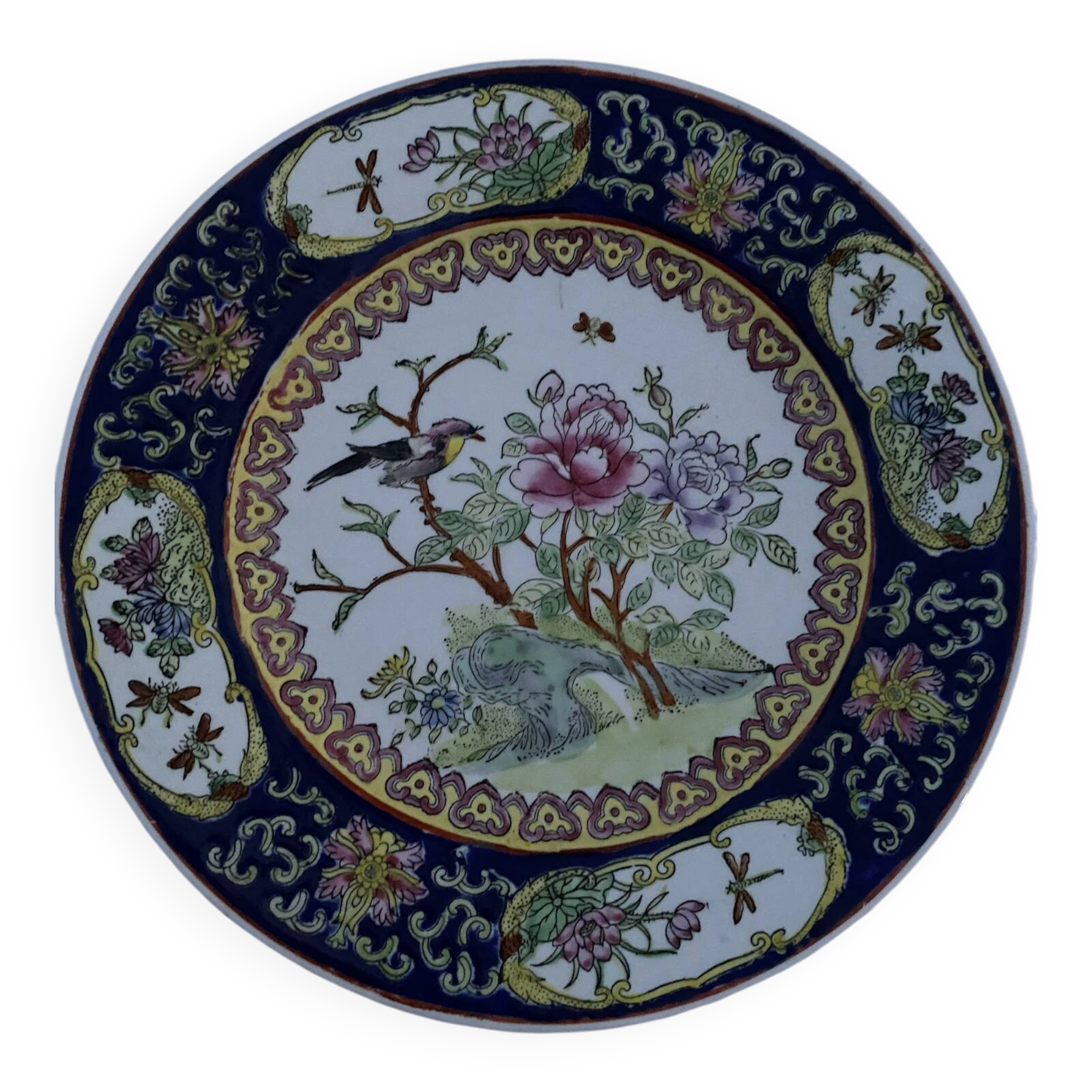 Decorative Plate Macau / China Porcelain — Birds, Peacocks