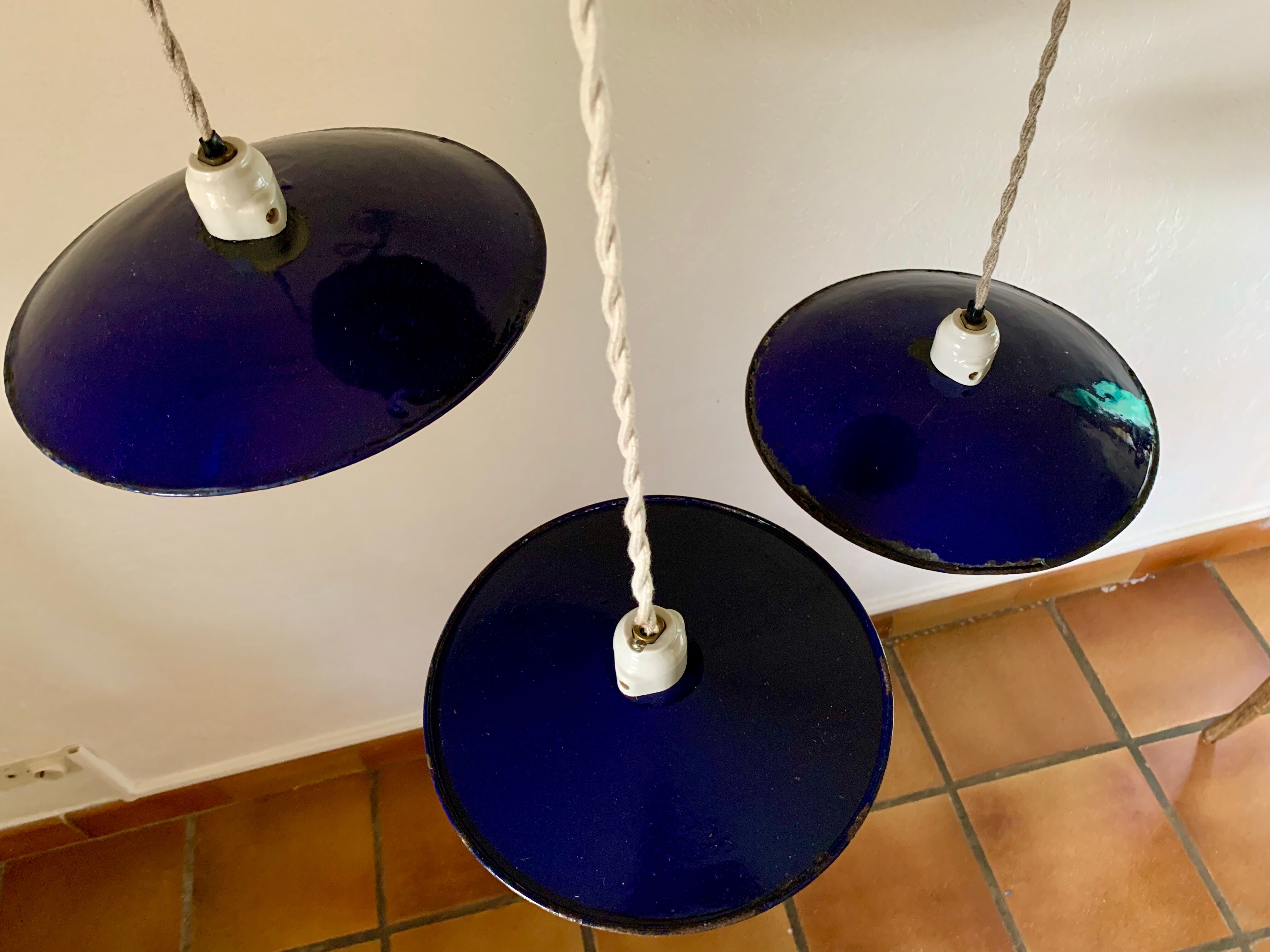 Set of 3 suspensions bistro sheet metal enamelled