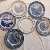 Suite de 6 assiettes rétro bleu indigo