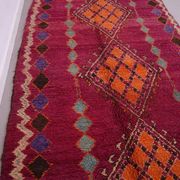 Large Burgundy Moroccan rug 196 x 472 cm - Vintage Moroccan Wool Rug Boho