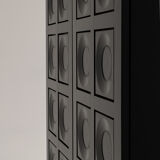 Black Brutalist Bar Cabinet with Graphic Patterned Doors, Belgium, 1970s