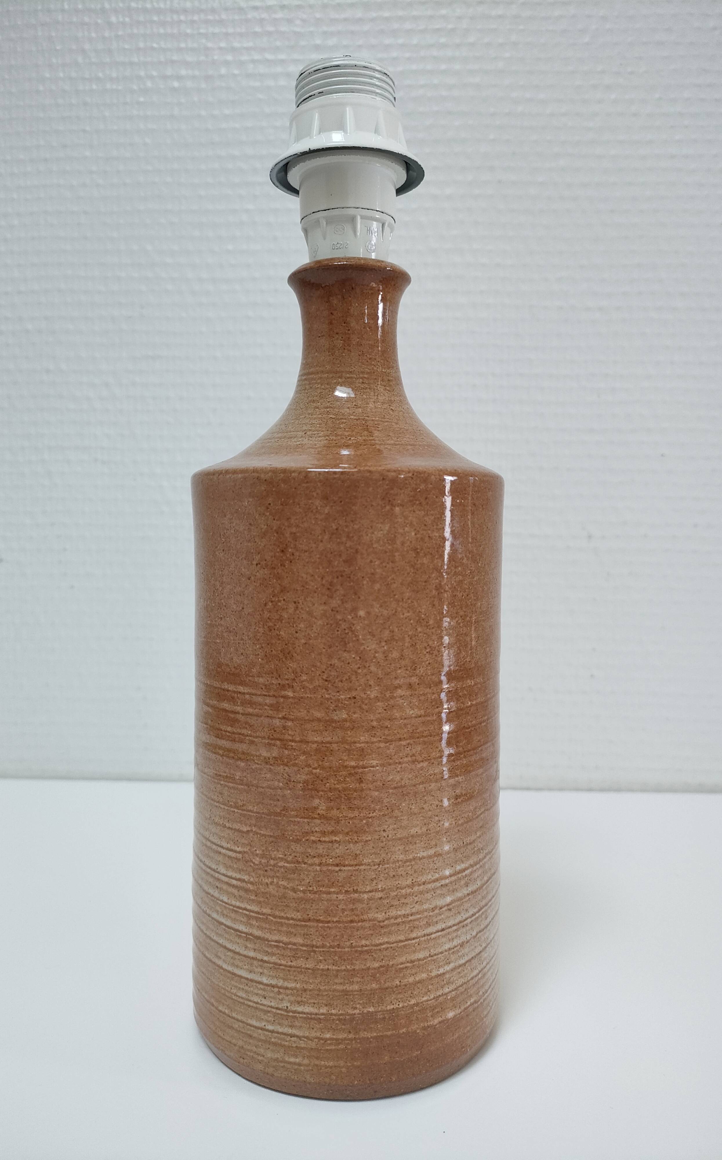Lamp foot glazed stoneware ochre and vintage cylindrical cream
