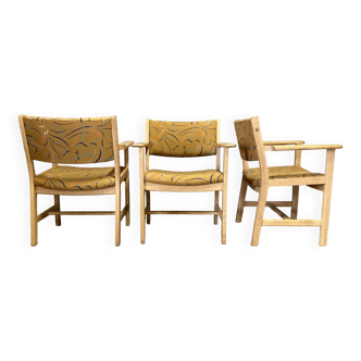 Set of 3 Hans Wegner armchairs "Scandinavian design" 1960.