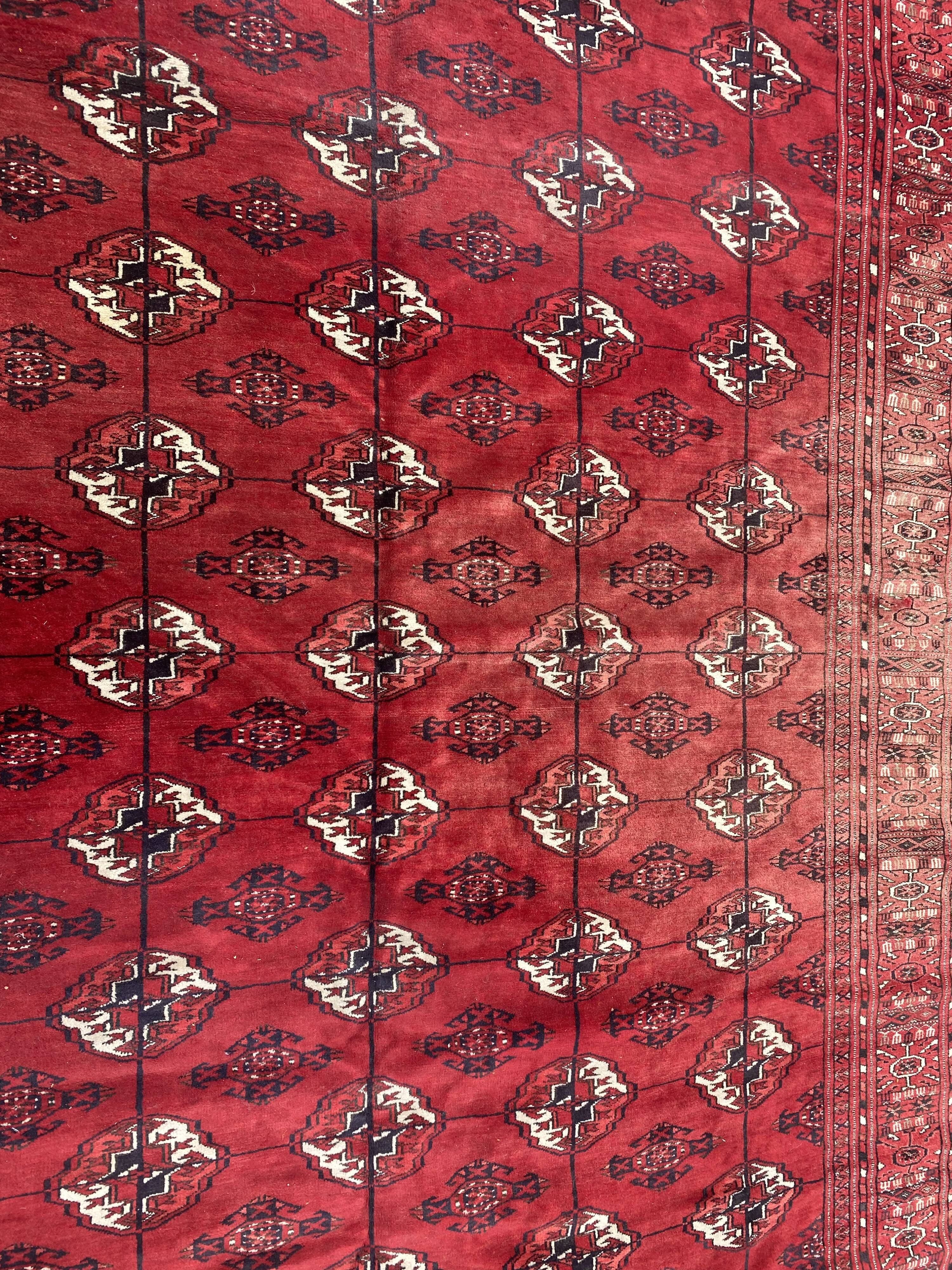 Nice big vintage carpet Bokhara handmade 200x282 cm