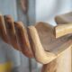 Pair of wooden chairs in the shape of a hand, wooden bar stool, wooden chair, chair.