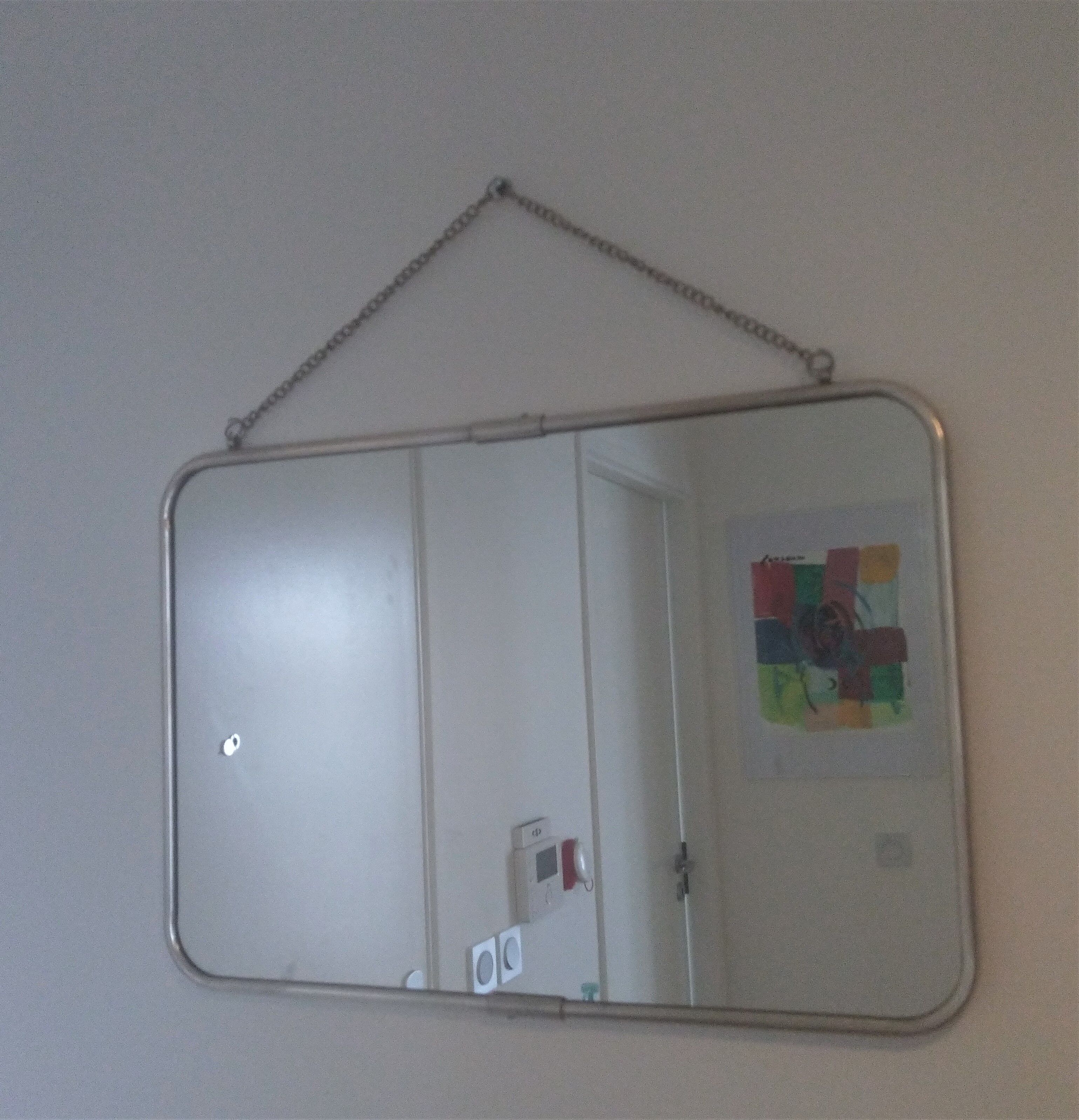 Large barber mirror/rectangular bathroom with metal border 57cm/40cm