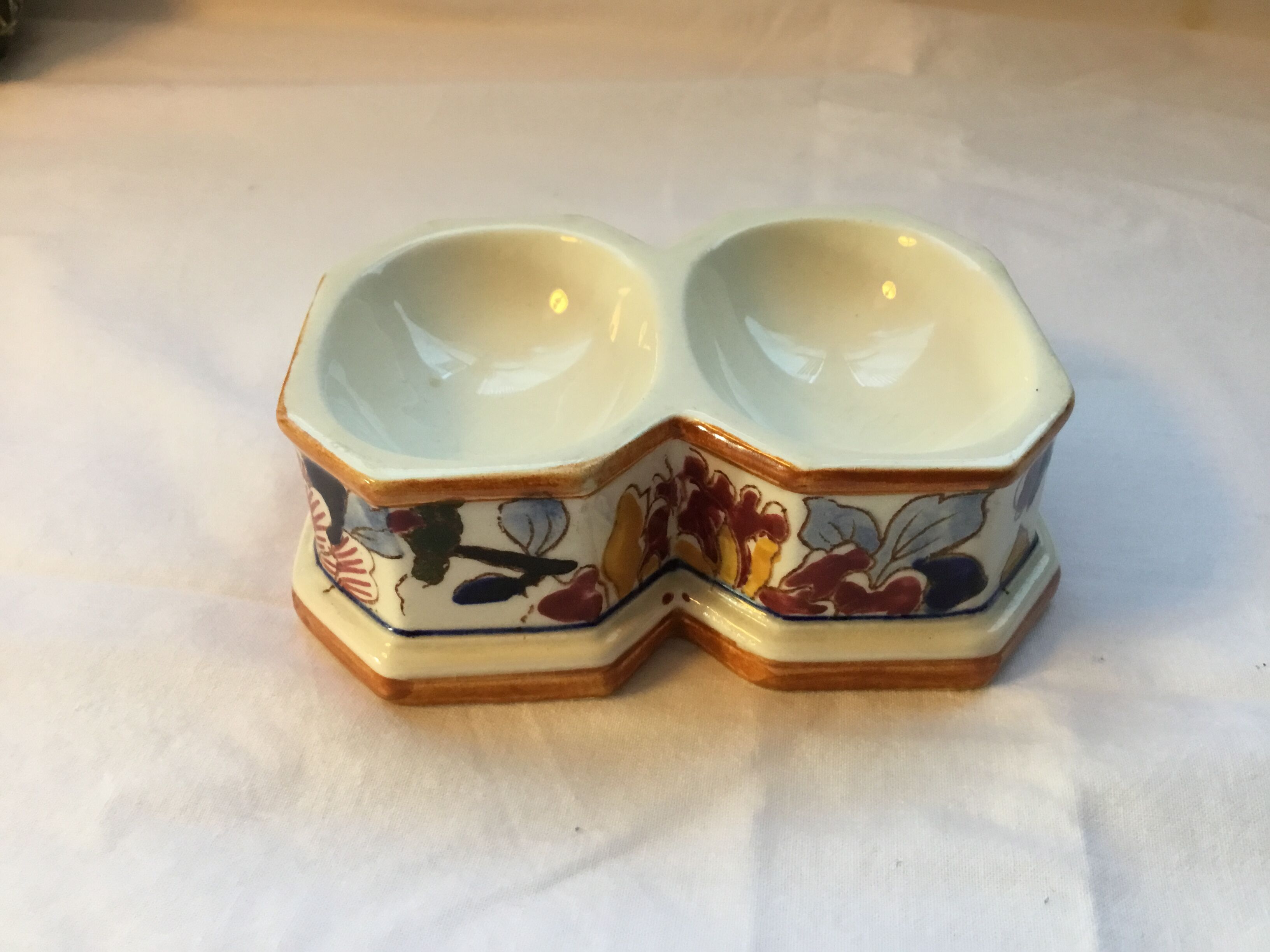 Gien earthenware salt pot decor Peony